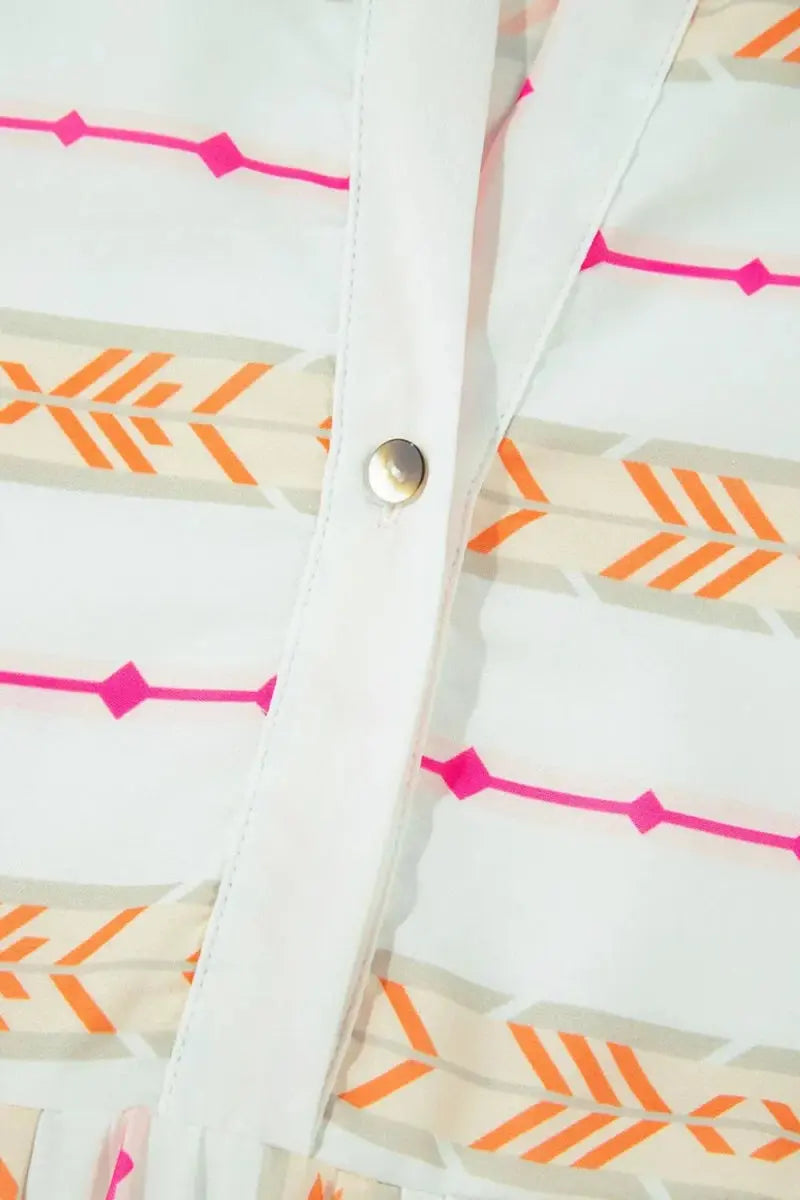 Printed Ruffled Notched Loose Dress for Effortless Style - Love Salve